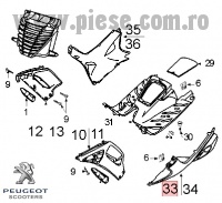 Carena laterala stanga podea originala Peugeot Speedfight - Speedfight 2 - Speedfight - WRC - X-Race - X-Team 2T 50-100cc (alba)